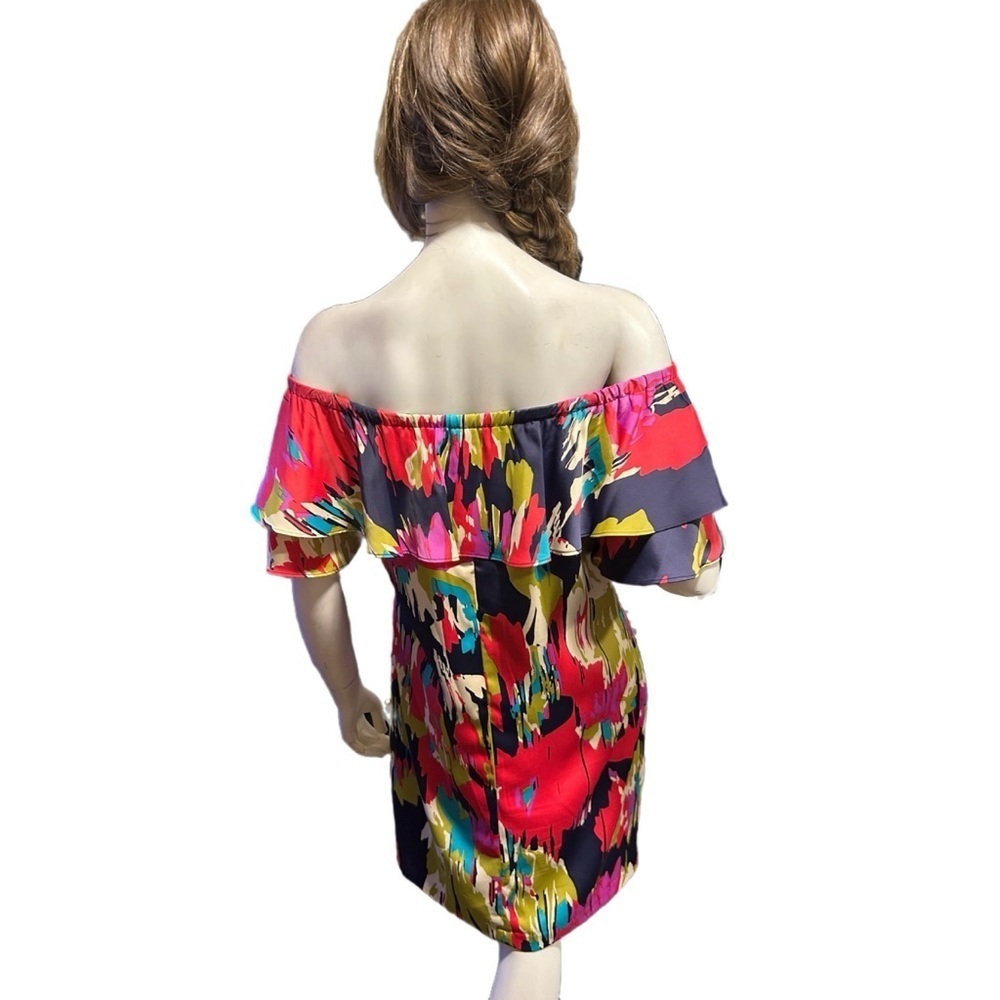 Maggy London Multi-Floral Size 4 Off the Shoulder Dress - Picture 3 of 3